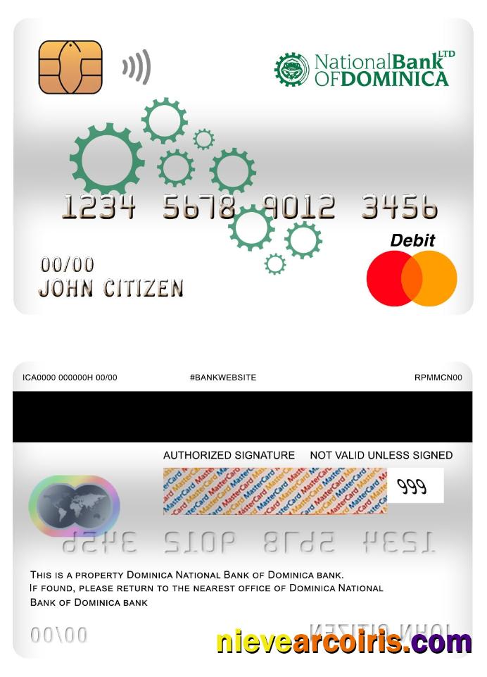 Dominica National Bank of Dominica bank master debit card
